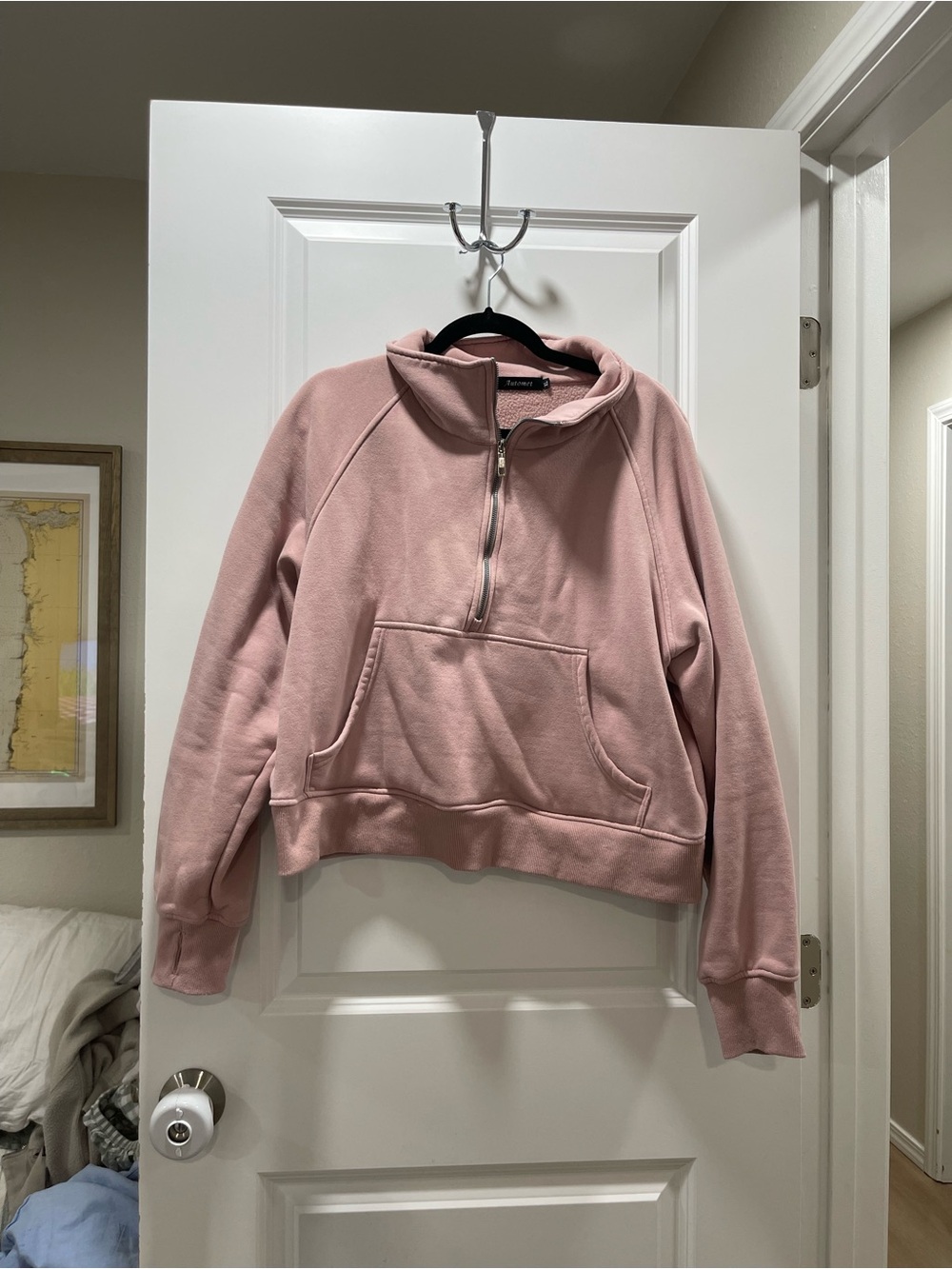 Women's Half-Zip Pullover Sweatshirt - Pink